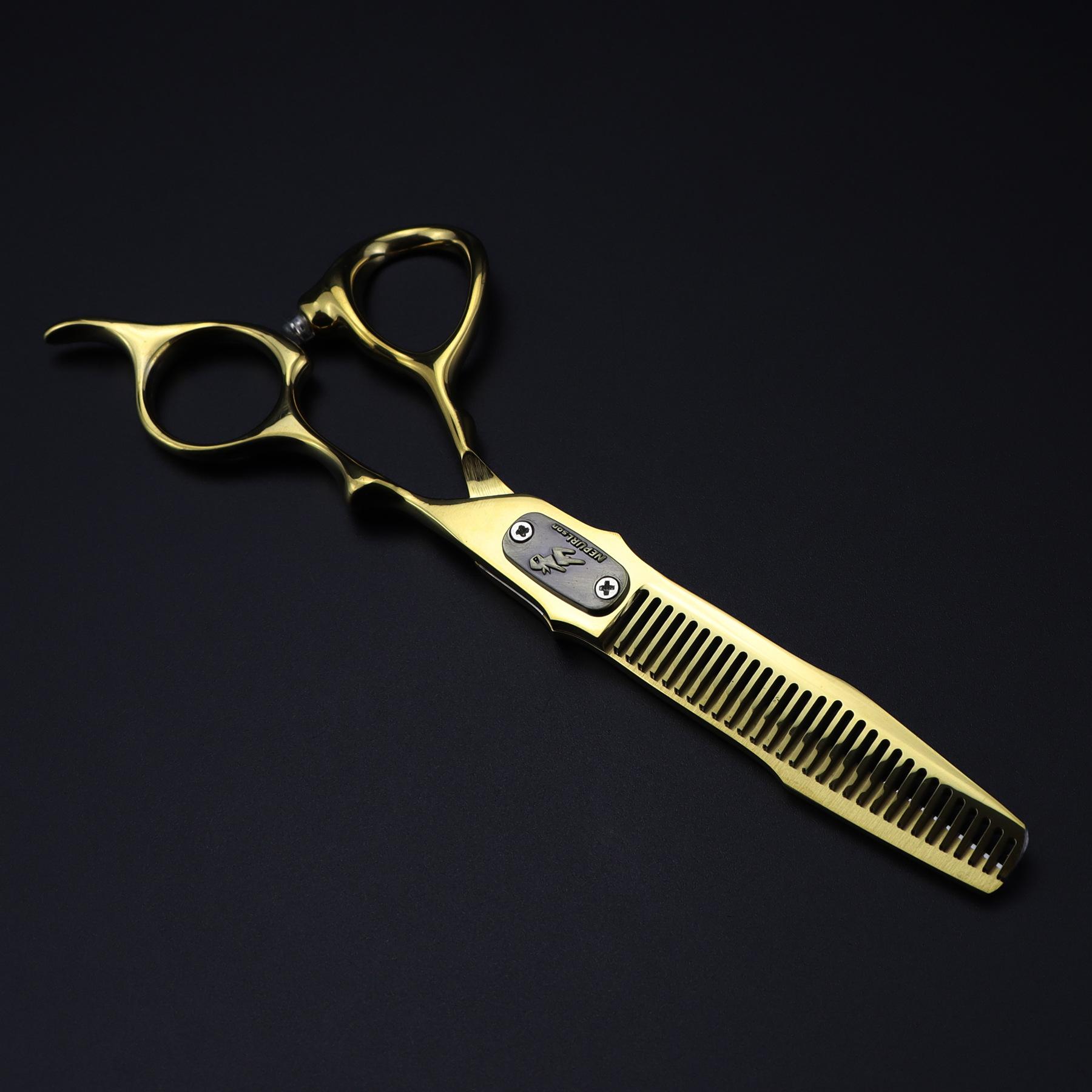 6.0 inch gold Nepsen double-sided sword hair scissors, hair scissors, flat-cut tooth scissors, thin scissors tooth scissors
6.0 inch gold Nepsen double-sided sword hair scissors, hair scissors, flat-cut tooth scissors, thin scissors tooth scissors