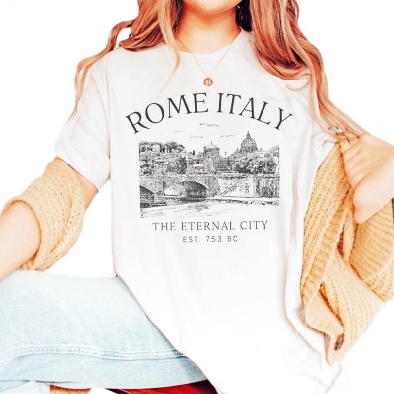 European & American Retro Rome Italy Print Round Neck Short Sleeve T-shirt - Fashionable Loose Fit M
European & American Retro Rome Italy Print Round Neck Short Sleeve T-shirt - Fashionable Loose Fit M