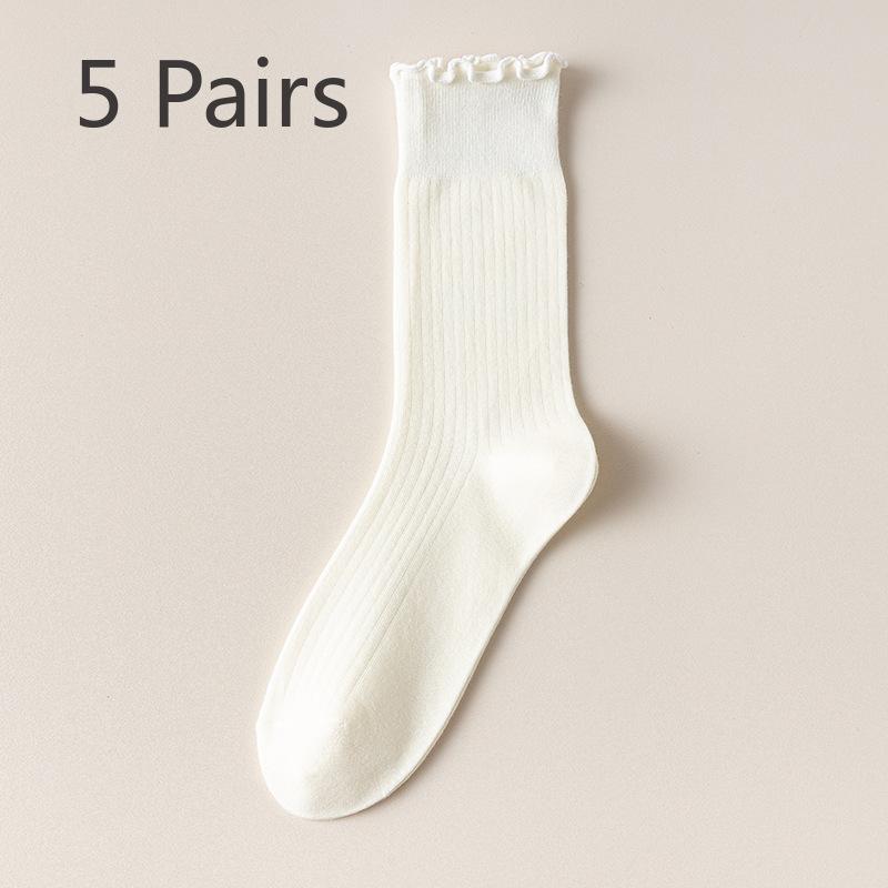 5 пар женских носков-труб с вертикальными полосками и деревянными ушками на весну и осень 5 Pairs молочный белый
5 пар женских носков-труб с вертикальными полосками и деревянными ушками на весну и осень 5 Pairs молочный белый
