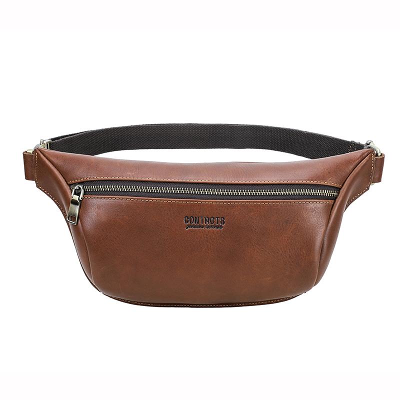 Сумки-мессенджеры CONTACT S через плечо для мужчин, поясная поясная сумка из натуральной кожи, мужская повседневная модная поясная сумка коричневый