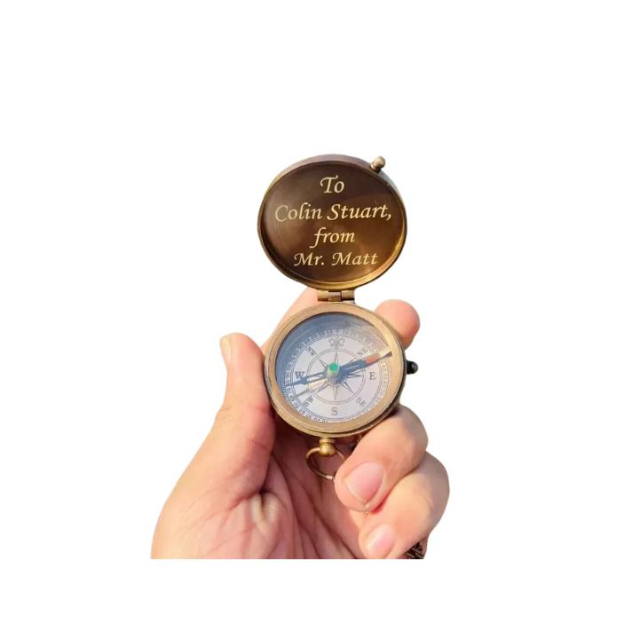 Brass Pocket Compass - Vintage Nautical Antique Gift with Engraved Case 
Brass Pocket Compass - Vintage Nautical Antique Gift with Engraved Case