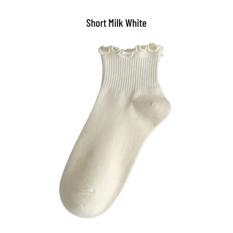 Women s Ruffle Edge Breathable Mid-Calf Socks – Sweet, Thin, Solid Colors (Black/White) One Size
Women s Ruffle Edge Breathable Mid-Calf Socks – Sweet, Thin, Solid Colors (Black/White) One Size