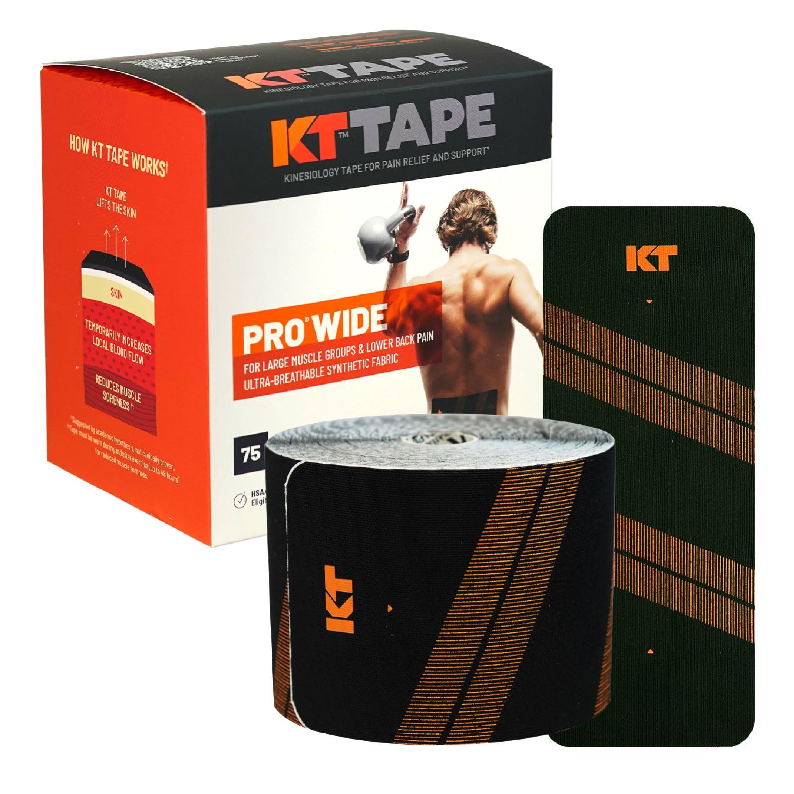 KT TAPE Kinesiology Tape PRO WIDE75 JUMBO x No scissors required For large areas Does not peel off Resistant to sweat and water Strong adhesive
KT TAPE Kinesiology Tape PRO WIDE75 JUMBO x No scissors required For large areas Does not peel off Resistant to sweat and water Strong adhesive