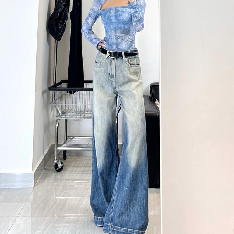 American Washed Blue Gradient Micro Flare Women s Jeans - Summer Straight Casual Floor-Length 2XL: 135-155
American Washed Blue Gradient Micro Flare Women s Jeans - Summer Straight Casual Floor-Length 2XL: 135-155
