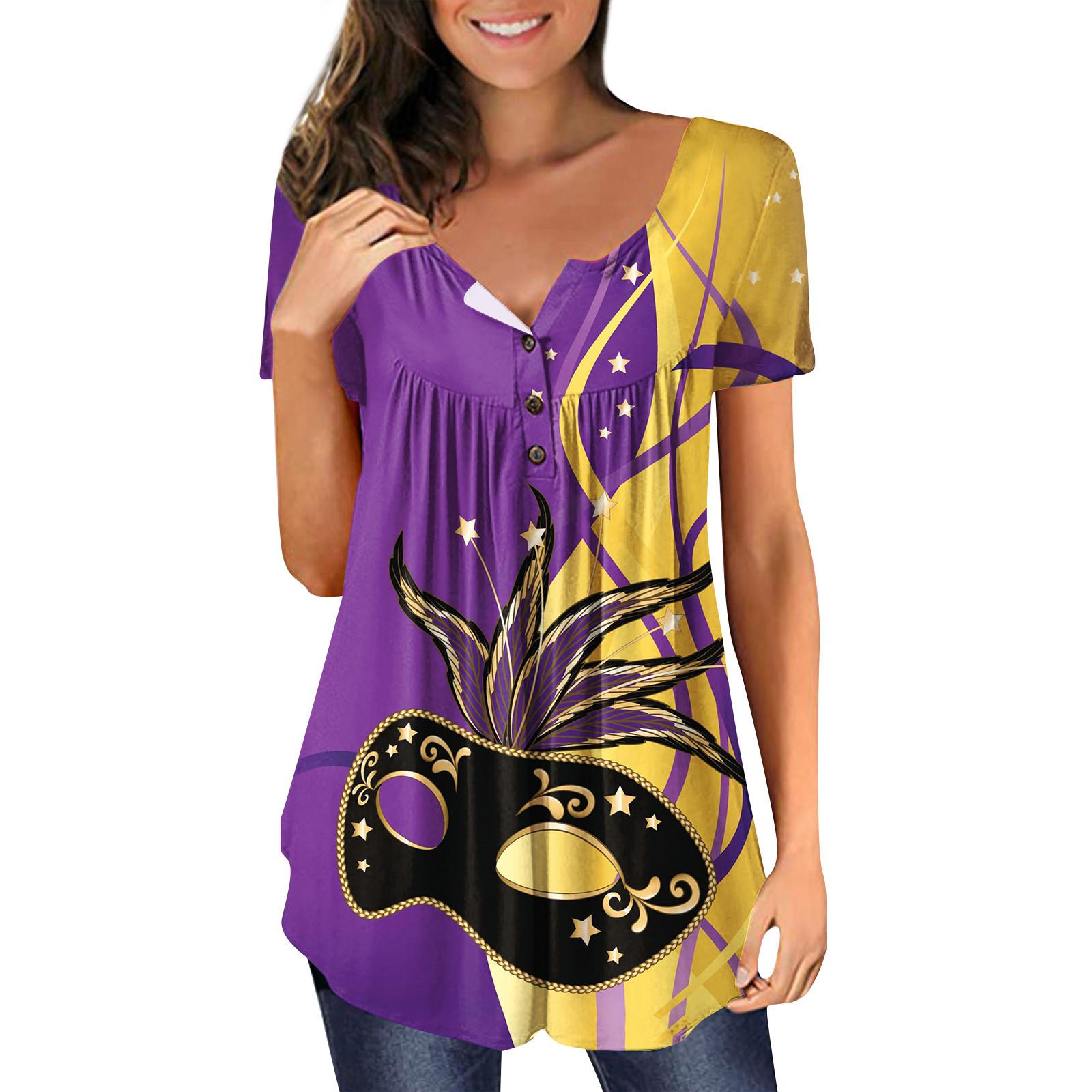 Женская модная повседневная футболка с короткими рукавами и v-образным вырезом, карнавальная футболка с пуговицами и принтом, топ XXXXL жёлтый
Женская модная повседневная футболка с короткими рукавами и v-образным вырезом, карнавальная футболка с пуговицами и принтом, топ XXXXL жёлтый