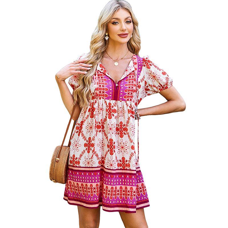 American Shiying Bohemian Floral Short sleeve Dress Women 2025 Summer High Waist Loose Short dress Women Rose Red Size XL fit (70.00 kg-75.00 kg
American Shiying Bohemian Floral Short sleeve Dress Women 2025 Summer High Waist Loose Short dress Women Rose Red Size XL fit (70.00 kg-75.00 kg