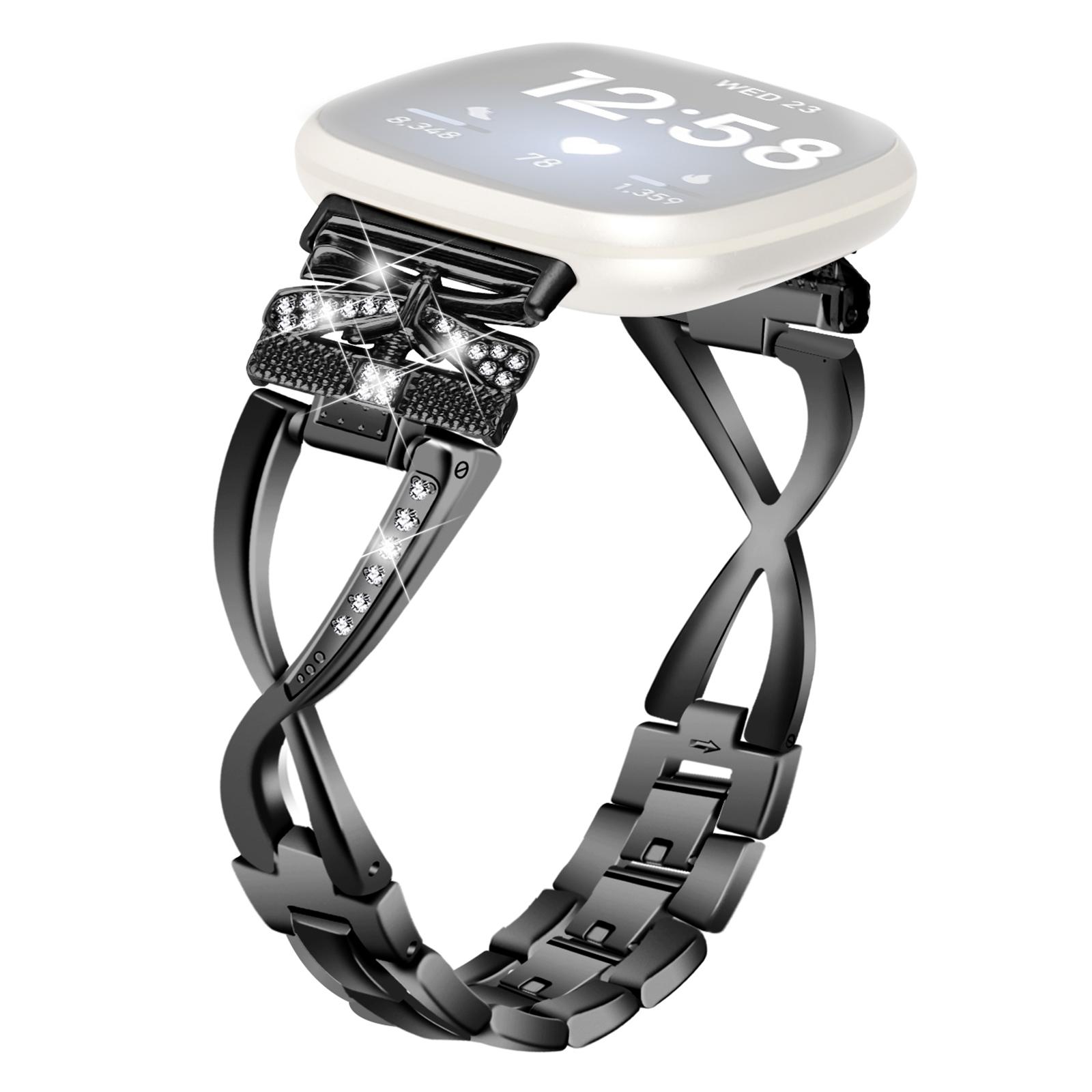 For Fitbit Versa 4/Sense 2 Zinc Alloy Strap Rhinestones Decor Crown X-shape Smartwatch Band Black
For Fitbit Versa 4/Sense 2 Zinc Alloy Strap Rhinestones Decor Crown X-shape Smartwatch Band Black