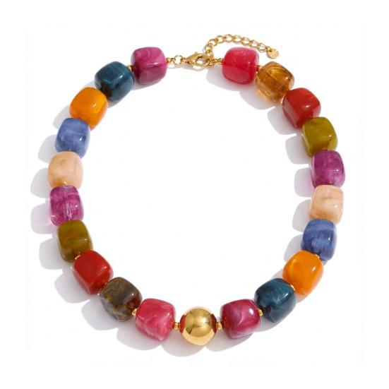 Chunky Beaded Necklace Square Resin Beads Necklace Bohemian Choker Necklace for Women Holiday Summer Vacation Beach L
Chunky Beaded Necklace Square Resin Beads Necklace Bohemian Choker Necklace for Women Holiday Summer Vacation Beach L