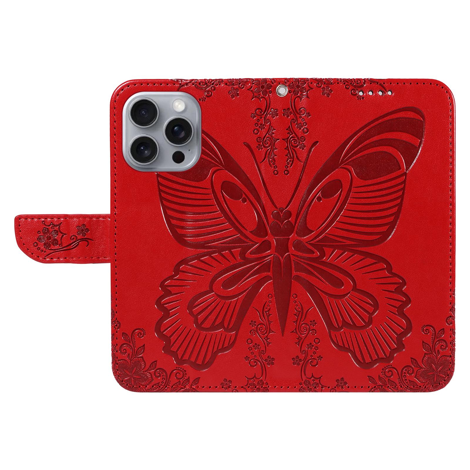 For iPhone 16 Pro Max Case Butterfly Imprint Anti-Shock Leather Phone Cover Red 
For iPhone 16 Pro Max Case Butterfly Imprint Anti-Shock Leather Phone Cover Red