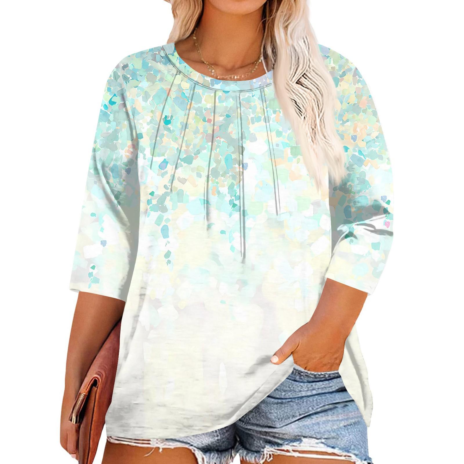 Женские топы с принтом и круглым вырезом больших размеров, рукава 3/4, элегантные рубашки XXL
Женские топы с принтом и круглым вырезом больших размеров, рукава 3/4, элегантные рубашки XXL