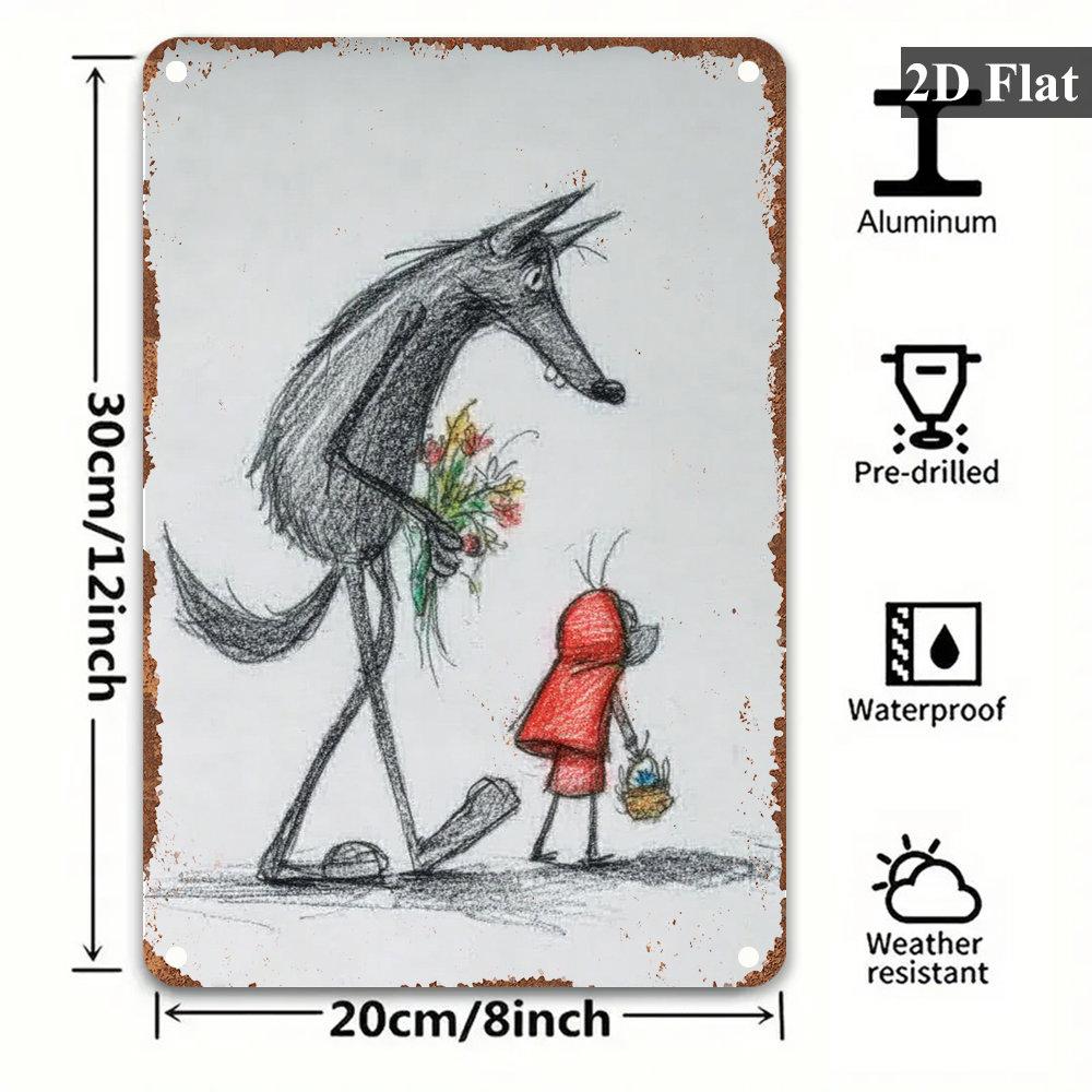 Vintage Metal Wall Art Sign Little Red Riding Hood Escapes Wolf Runs Away Minimalist Story Decor for Home Office 20x30cm(7.8x11.8inch)
Vintage Metal Wall Art Sign Little Red Riding Hood Escapes Wolf Runs Away Minimalist Story Decor for Home Office 20x30cm(7.8x11.8inch)