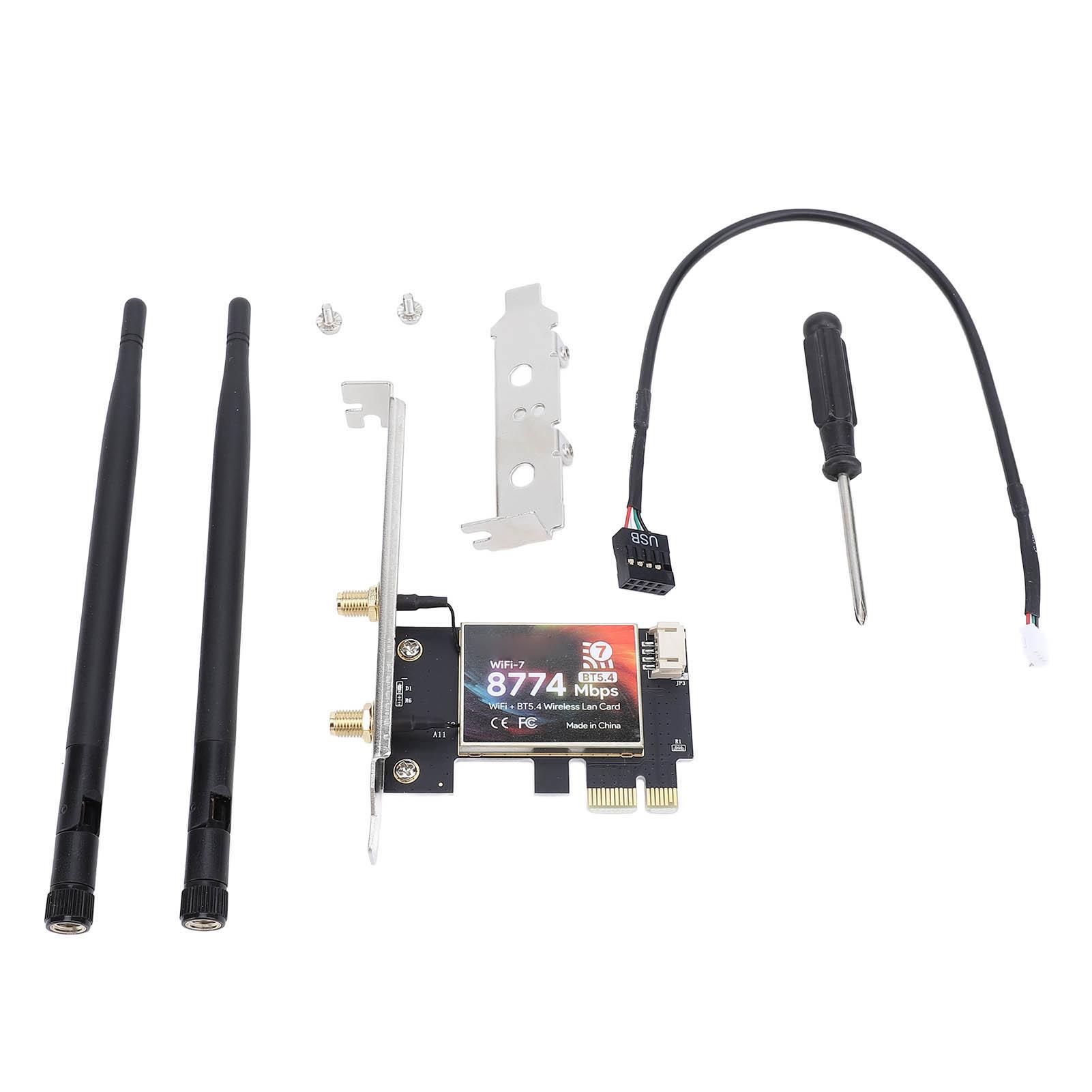 8774Mbps Network Card for Intel BE200 Chip 6GHz 5.8Ghz 2.4GHz Tri Bands PCI E with Bluetooth 5.4
8774Mbps Network Card for Intel BE200 Chip 6GHz 5.8Ghz 2.4GHz Tri Bands PCI E with Bluetooth 5.4