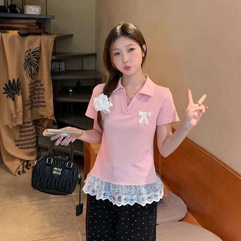 Plus Size Women s Summer Polo Collar Lace Patchwork Short Sleeve T-Shirt - Sweet & Spicy Slimming Casual Top 3XL
Plus Size Women s Summer Polo Collar Lace Patchwork Short Sleeve T-Shirt - Sweet & Spicy Slimming Casual Top 3XL