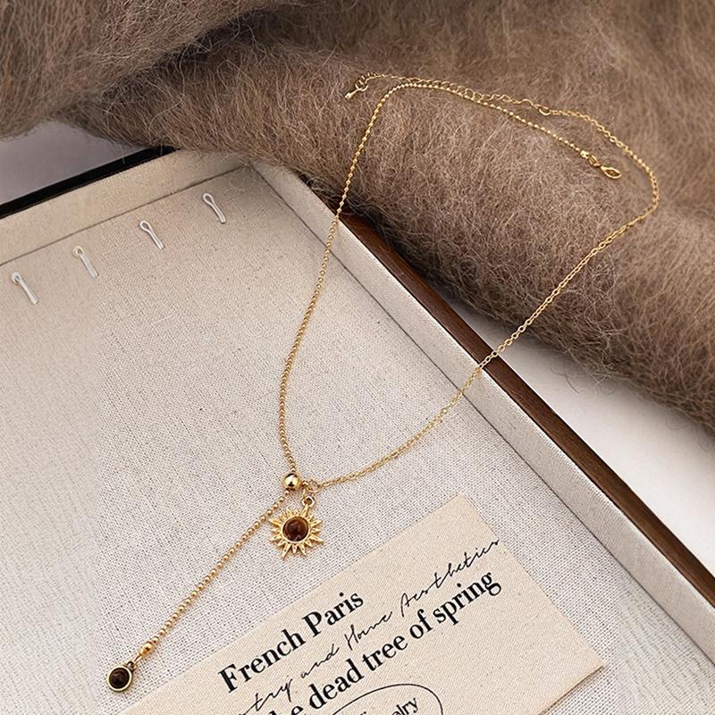 Vintage Brown Stone Sunflower Tassel Pendant Necklace for Women Fashion Metal Flower Pull-Out Clavicle Chain Daily Wear Zircon золотой
Vintage Brown Stone Sunflower Tassel Pendant Necklace for Women Fashion Metal Flower Pull-Out Clavicle Chain Daily Wear Zircon золотой