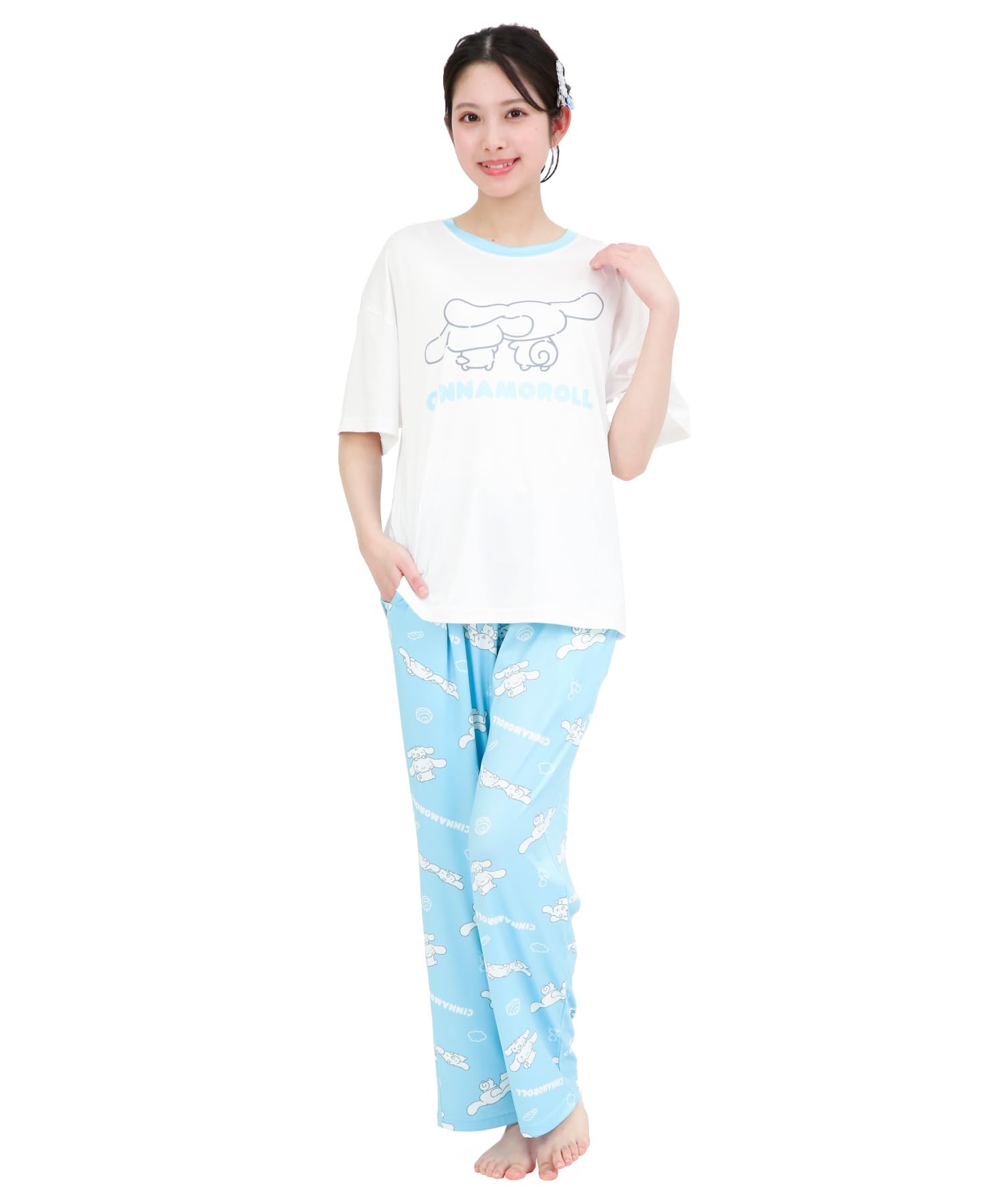 SAZAC Cinnamoroll and Milk Pajama Set, Powder Stretch Fabric, Women s Short Sleeve and Long Pants Set, Loungewear (White x Sax/M/SAN1952)
SAZAC Cinnamoroll and Milk Pajama Set, Powder Stretch Fabric, Women s Short Sleeve and Long Pants Set, Loungewear (White x Sax/M/SAN1952)