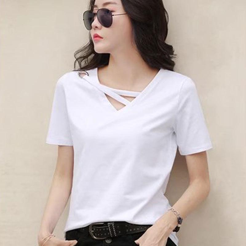 Жіноча біла футболка з коротким рукавом Жіноча футболка з V-подібним вирізом Вільна Корейська Чорна Блузка Повсякденна футболка M білий
Жіноча біла футболка з коротким рукавом Жіноча футболка з V-подібним вирізом Вільна Корейська Чорна Блузка Повсякденна футболка M білий