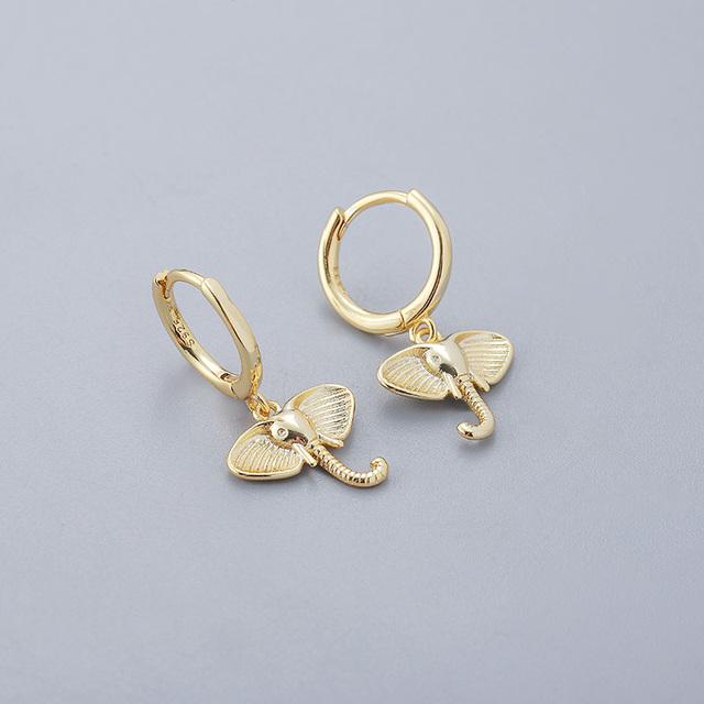 ANENJERY серьги-кольца со слоном женские простые милые украшения в этническом стиле золотистый