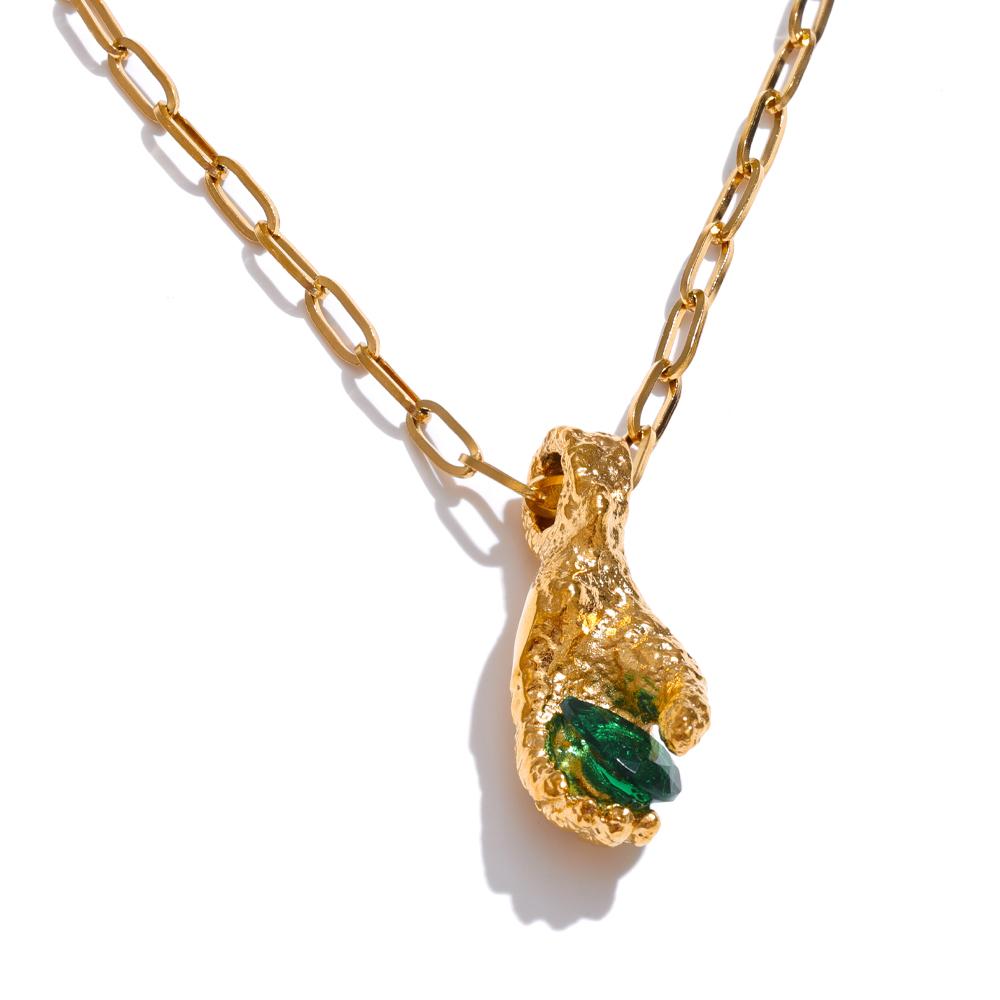 Yhpup Stylish Unique Hand Palm Green Cubic Zirconia Pendant Necklace New Tarnish Resistant Chain Golden Chic Trending Jewelry
Yhpup Stylish Unique Hand Palm Green Cubic Zirconia Pendant Necklace New Tarnish Resistant Chain Golden Chic Trending Jewelry