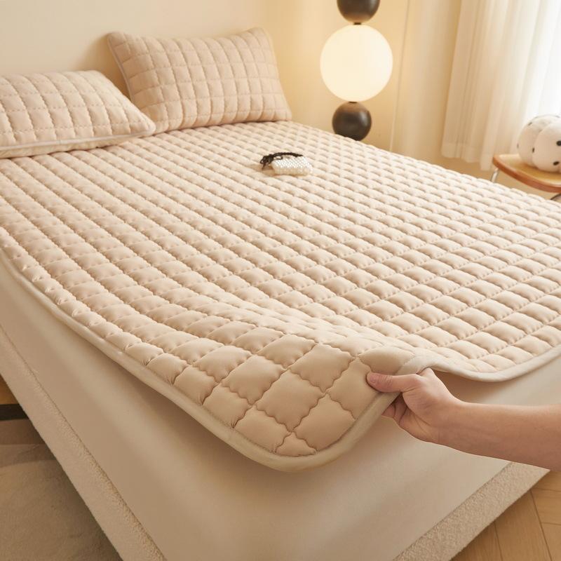 Однотонный теплый наматрасник стеганый наматрасник бархатное постельное белье клетчатый защитный наматрасник на матрас наволочка не входит в комплект 90x100cm 1pcs