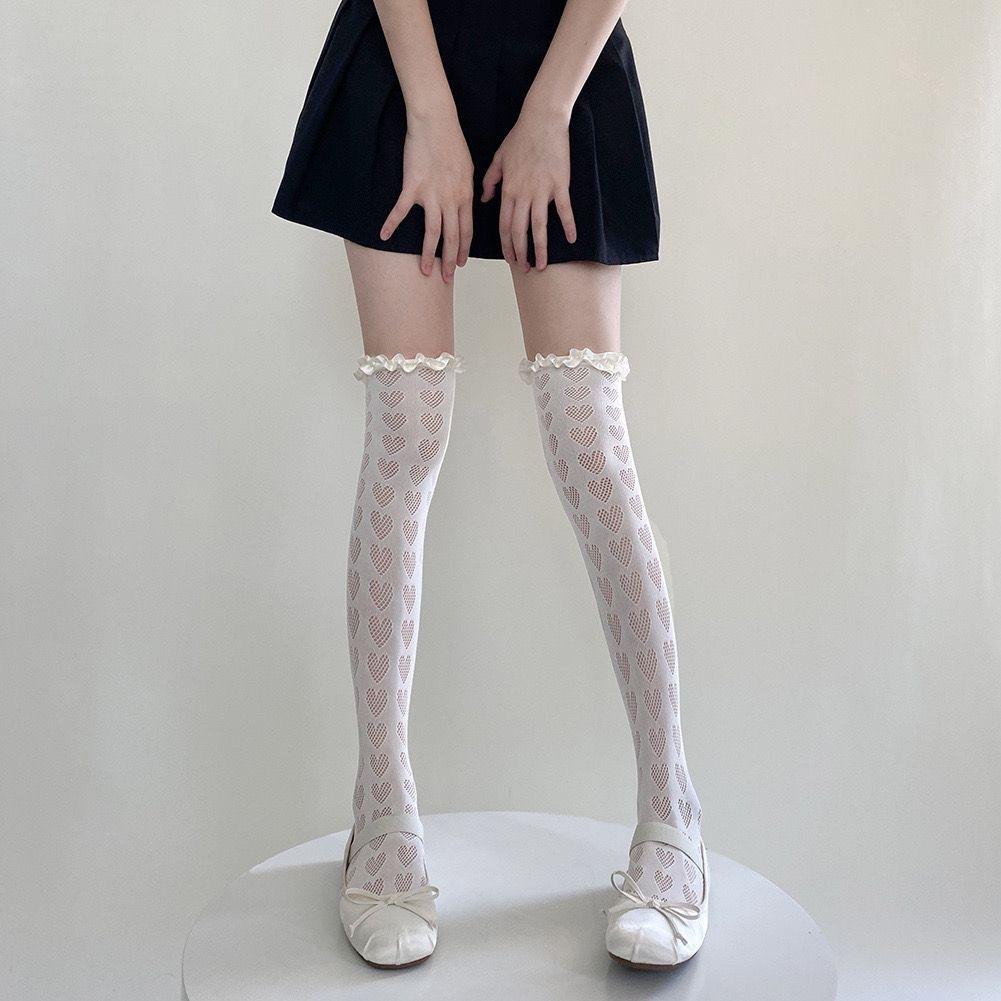 Kave Lolita Fishnet Thigh High Socks Women Kawaii Japanese Style Ruffled Heart Striped Lace Patterned Over Knee Long Stockings One Size
Kave Lolita Fishnet Thigh High Socks Women Kawaii Japanese Style Ruffled Heart Striped Lace Patterned Over Knee Long Stockings One Size