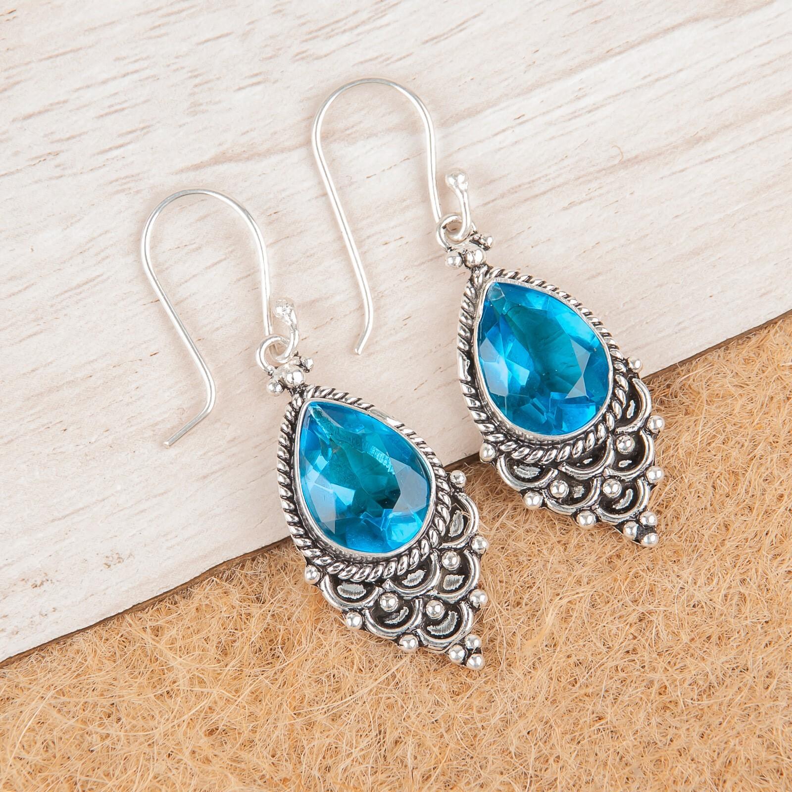 Rare Swiss Blue Topaz Gemstone 925 Sterling Silver Jewelry Handmade Earrings1.9 EE-85-8
Rare Swiss Blue Topaz Gemstone 925 Sterling Silver Jewelry Handmade Earrings1.9 EE-85-8