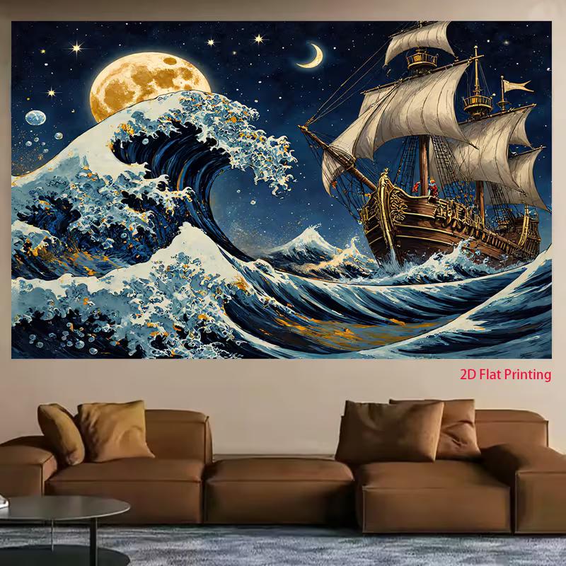 2D Night Sea Adventure Sailboat Background Cloth, Moonlit Ocean Tapestry 47.2x31.5inch/120*80cm
2D Night Sea Adventure Sailboat Background Cloth, Moonlit Ocean Tapestry 47.2x31.5inch/120*80cm