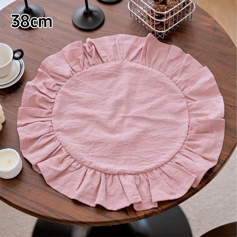 Style Retro Cotton Solid Color Circular Placemat With Ruffle Edge Decoration Suitable For Afternoon Tea Kitchen Table Decoration 30cm
Style Retro Cotton Solid Color Circular Placemat With Ruffle Edge Decoration Suitable For Afternoon Tea Kitchen Table Decoration 30cm