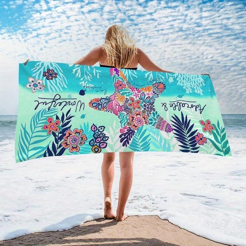 Refreshing Turquoise Tropical Flowers Starfish Beach Towel, Oceanic Vibe for Travel Swimming Bathing W40*H60(CM)
Refreshing Turquoise Tropical Flowers Starfish Beach Towel, Oceanic Vibe for Travel Swimming Bathing W40*H60(CM)