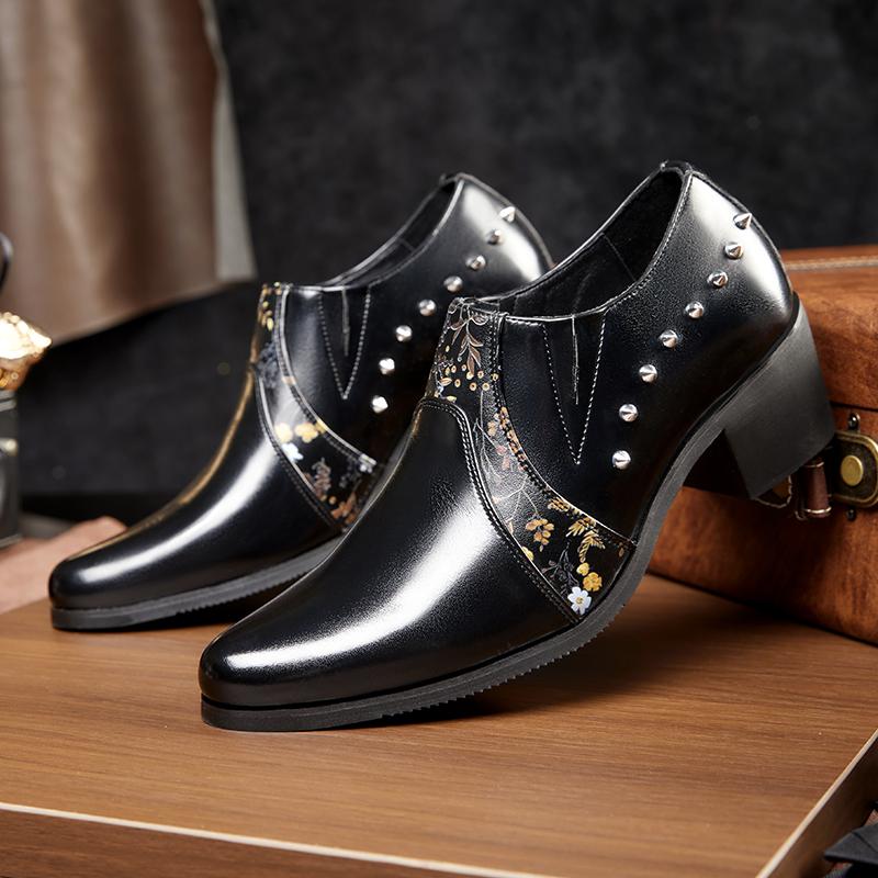 Деловая мужская формальная обувь черно-коричневая мужская повседневная на высоком каблуке удобная дышащая брендовая кожаная обувь социальная обувь размеры 39-46 46 чёрный