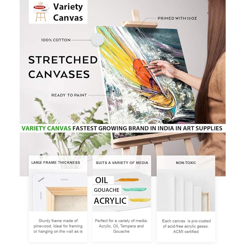 Variety Canvas 8 X 10 Inch 1 Piece Pre Stretched Canvas Board For Painting With Wooden Frame 0 білий
Variety Canvas 8 X 10 Inch 1 Piece Pre Stretched Canvas Board For Painting With Wooden Frame 0 білий