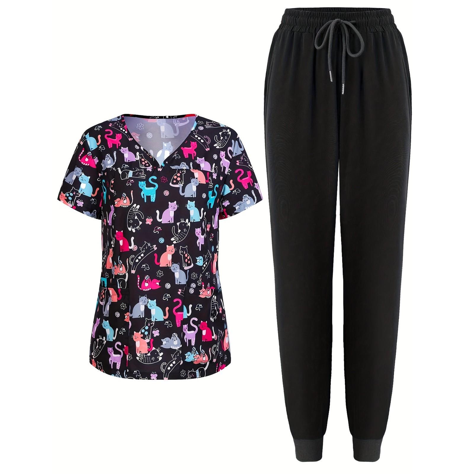 Женский комплект из двух предметов с короткими рукавами, принтом из мультфильмов, V-образным вырезом и карманами XL небесно-голубой
Женский комплект из двух предметов с короткими рукавами, принтом из мультфильмов, V-образным вырезом и карманами XL небесно-голубой