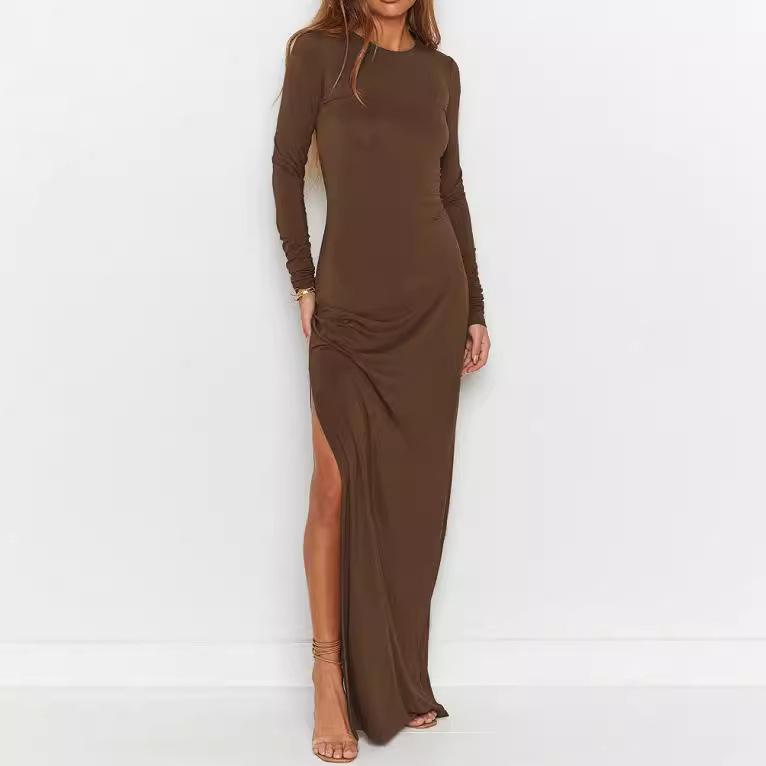 European & American Backless Long Sleeve Bodycon Dress with Cutout and Slit for Autumn/Winter 2024 Small світлого кольору хакі
European & American Backless Long Sleeve Bodycon Dress with Cutout and Slit for Autumn/Winter 2024 Small світлого кольору хакі