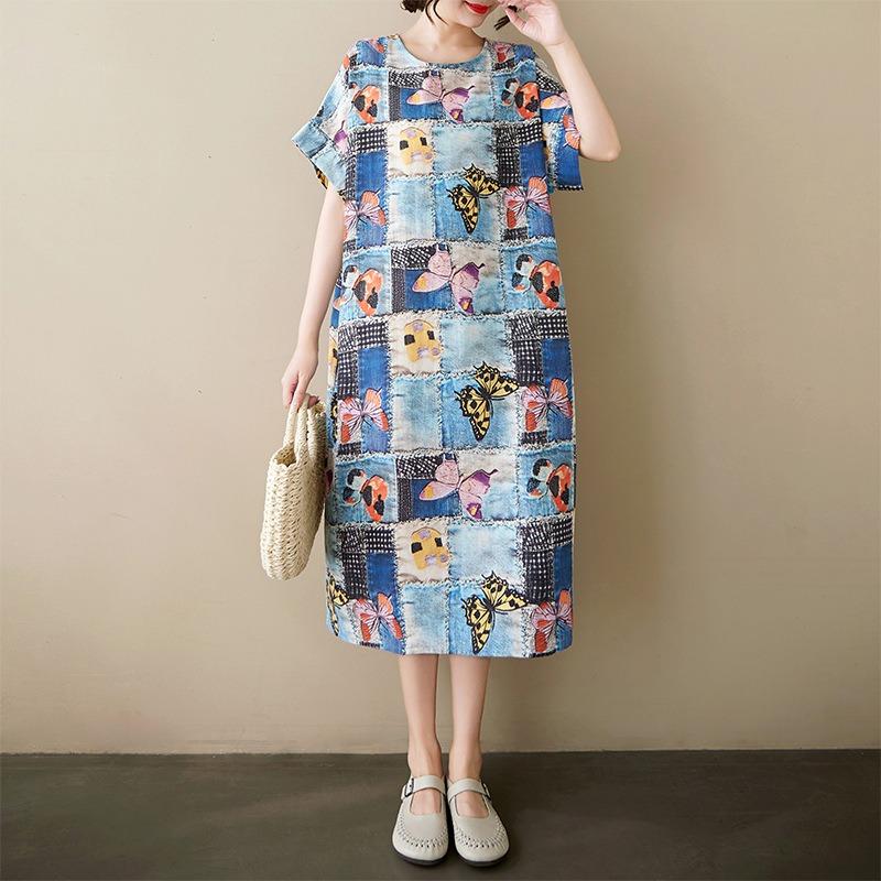 Real Shot Summer New Fat Mm Cotton and Linen Retro Flower Literary Over The Knee Medium and Long Dress Women Large size average size
Real Shot Summer New Fat Mm Cotton and Linen Retro Flower Literary Over The Knee Medium and Long Dress Women Large size average size