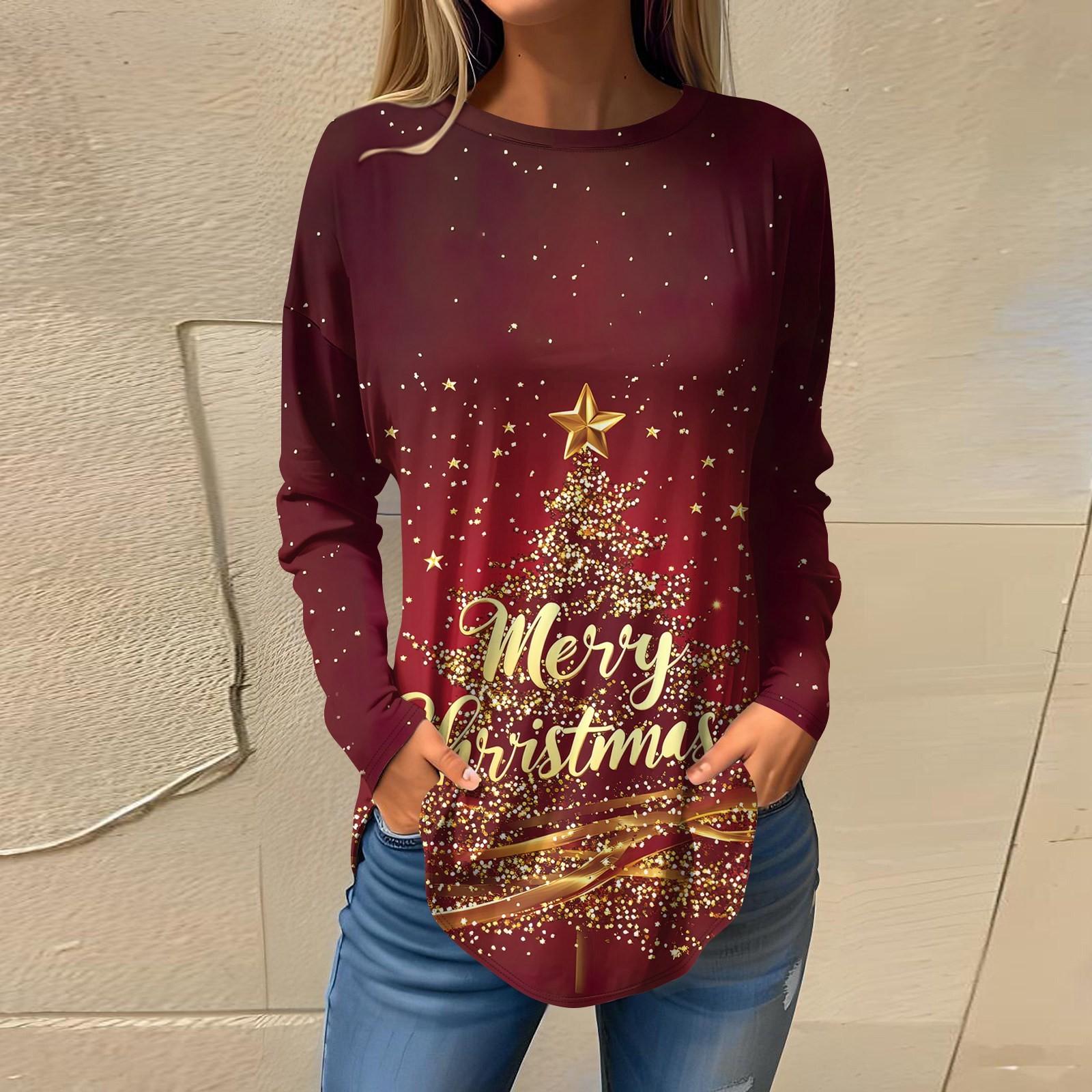 Женская свободная футболка с круглым вырезом и рождественским принтом, длинный рукав, пуловер S золотой
Женская свободная футболка с круглым вырезом и рождественским принтом, длинный рукав, пуловер S золотой