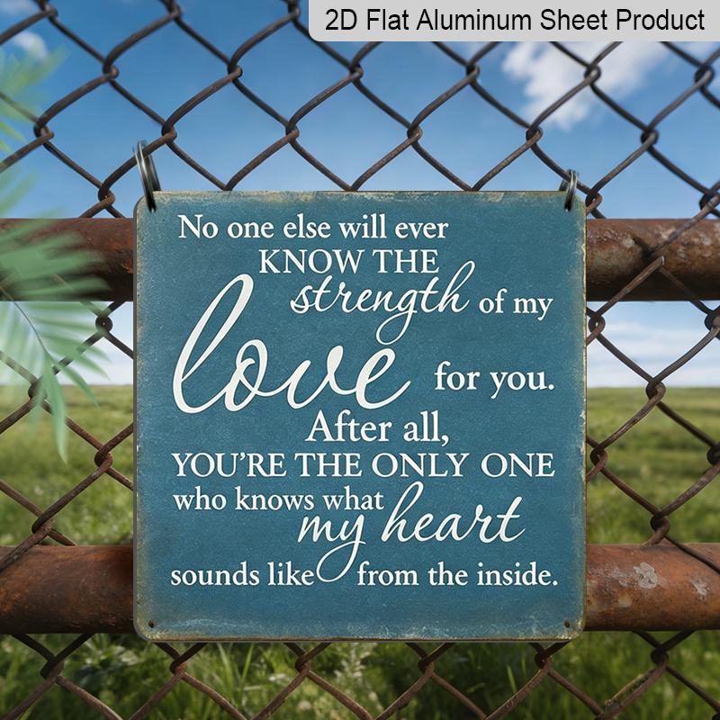 2D Flat - 1pc Romantic English Phrase Wall Plaque, Vintage Metal Aluminium Love Sign The Strength of My Love , Retro Sign Suitable for Bedroom 20*20cm
2D Flat - 1pc Romantic English Phrase Wall Plaque, Vintage Metal Aluminium Love Sign The Strength of My Love , Retro Sign Suitable for Bedroom 20*20cm