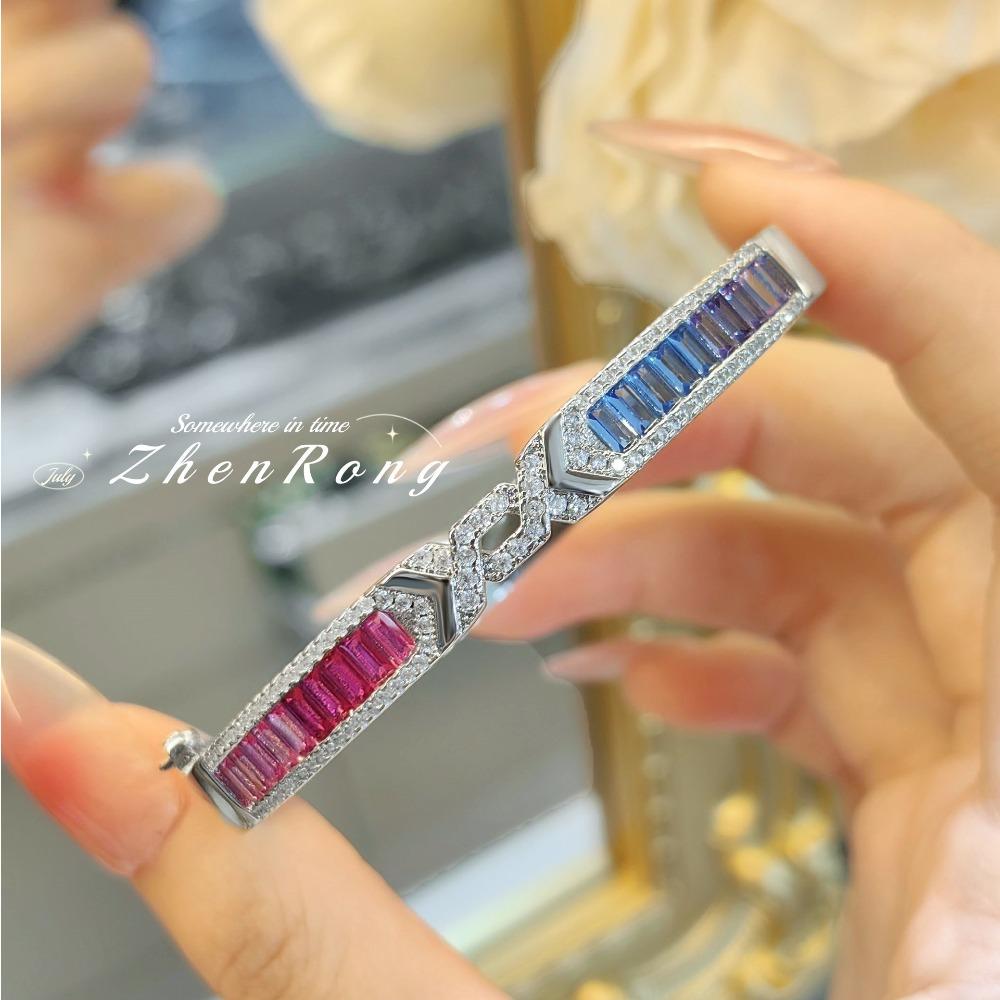 Vintage Aredeco Bracelet with Micro High Carbon Diamonds Red Ruby Blue Spinel Gradient Clasp Women Jewelry
Vintage Aredeco Bracelet with Micro High Carbon Diamonds Red Ruby Blue Spinel Gradient Clasp Women Jewelry
