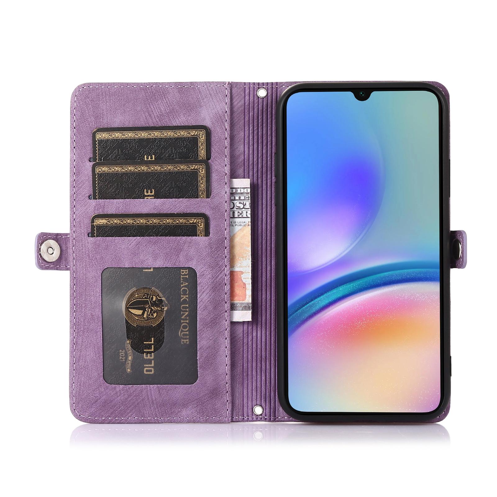 For Samsung Galaxy A06 4G/5G Case Zipper Pocket 9 Card Slots PU Leather Phone Cover with Wrist Strap Purple
For Samsung Galaxy A06 4G/5G Case Zipper Pocket 9 Card Slots PU Leather Phone Cover with Wrist Strap Purple