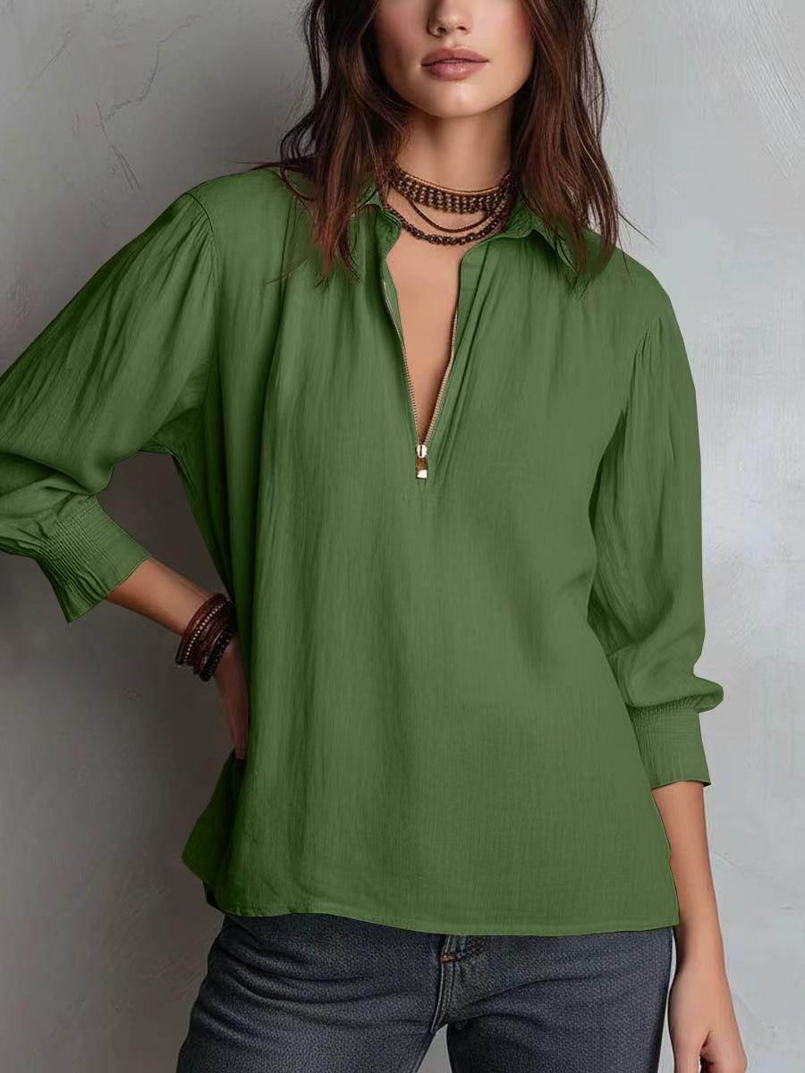 2026 European & American Women s Solid Color Cotton Linen Zipper Pullover Shirt with Collar Small зелений
2026 European & American Women s Solid Color Cotton Linen Zipper Pullover Shirt with Collar Small зелений