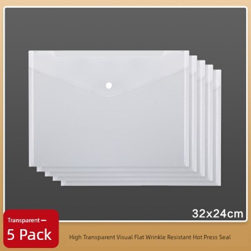 Minimalist Transparent A4 Plastic File Bag Folder Student Stationery Examination Paper Bag Information Bag Portfolio Office Supplies Transparent Model-5 Pieces
Minimalist Transparent A4 Plastic File Bag Folder Student Stationery Examination Paper Bag Information Bag Portfolio Office Supplies Transparent Model-5 Pieces