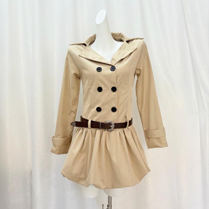 Korean autumn women s bud dress real shot twill woven fabric with inner shoulder pads khaki S
Korean autumn women s bud dress real shot twill woven fabric with inner shoulder pads khaki S