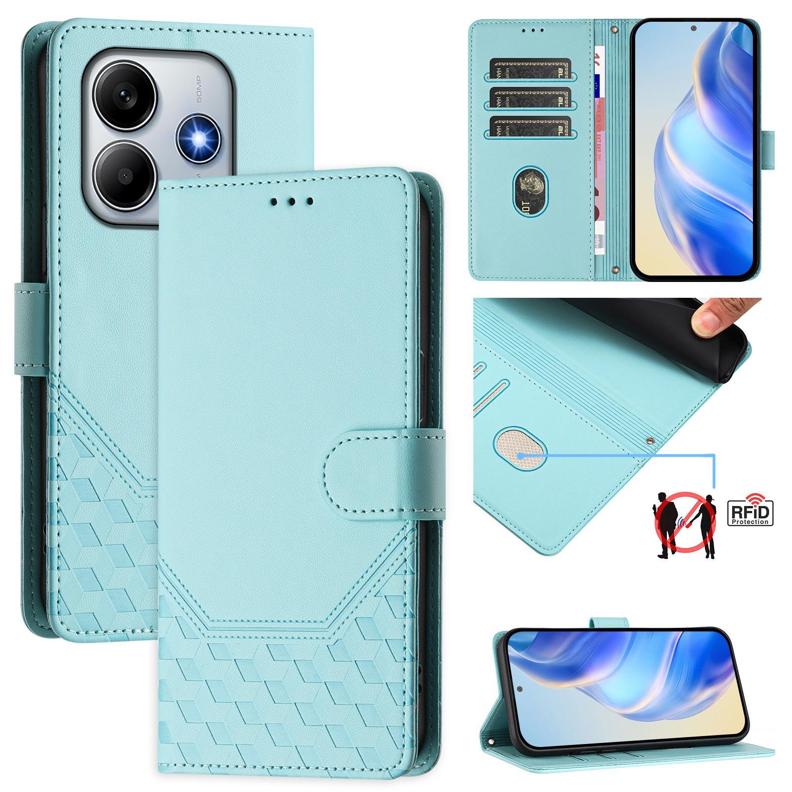 For Xiaomi Redmi Note 14 5G Case Imprinted Honeycomb RFID Blocking Leather Phone Cover with Strap Mint Green
For Xiaomi Redmi Note 14 5G Case Imprinted Honeycomb RFID Blocking Leather Phone Cover with Strap Mint Green