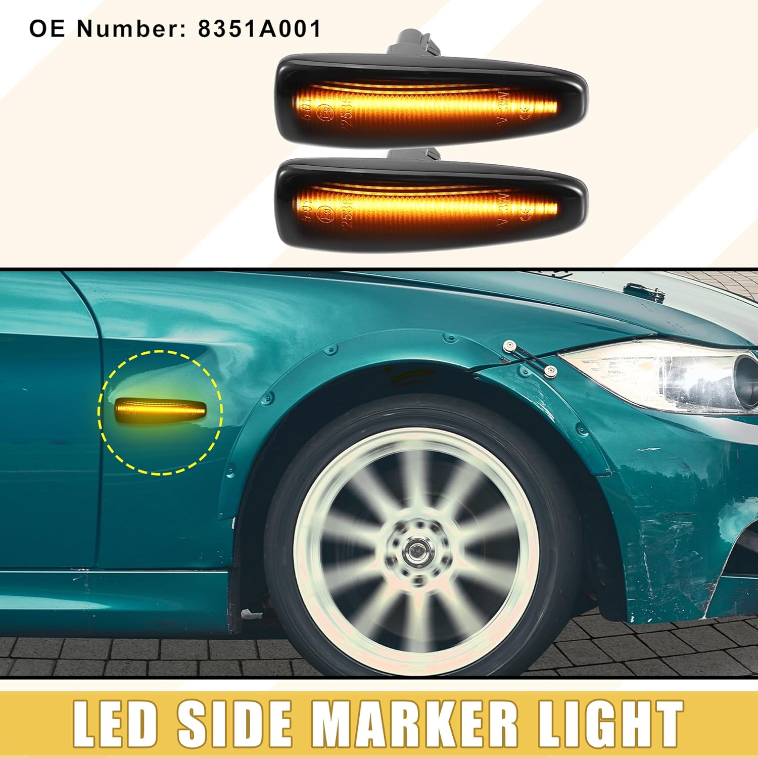 LED Side Marker Light 8351A001 Front Turn Signal Lights Fender Sidemarker Lamps for Mitsubishi Lancer 2008-2017 Black Lens Yellow LED Light 1 Pair
LED Side Marker Light 8351A001 Front Turn Signal Lights Fender Sidemarker Lamps for Mitsubishi Lancer 2008-2017 Black Lens Yellow LED Light 1 Pair