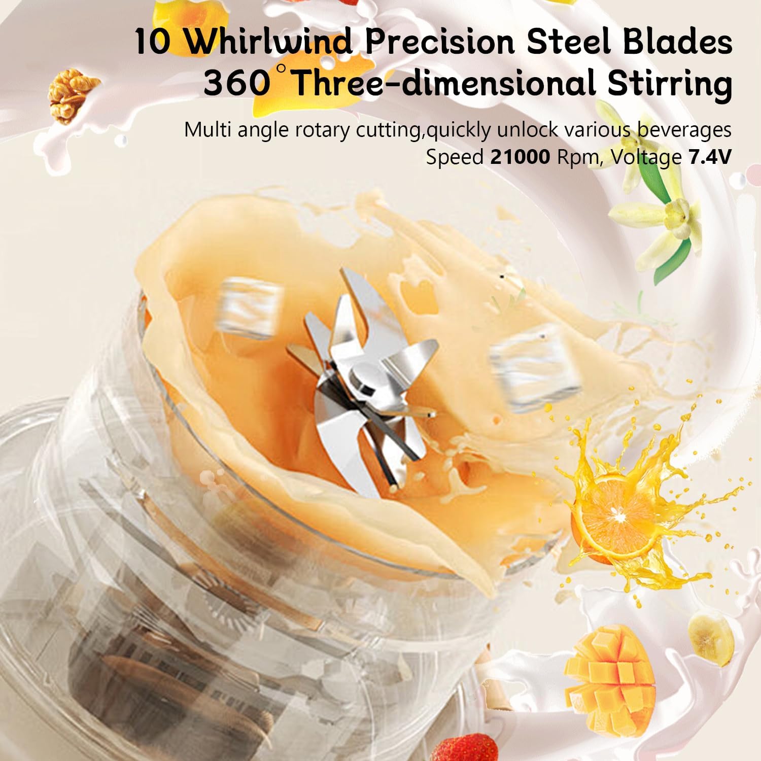 Персональный блендер для коктейлей и смузи - 15,6 унций Портативный перезаряжаемый миксер с 10 лезвиями, 2 чашки для свежевыжатых фруктовых соков, для путешествий, спорта,
Персональный блендер для коктейлей и смузи - 15,6 унций Портативный перезаряжаемый миксер с 10 лезвиями, 2 чашки для свежевыжатых фруктовых соков, для путешествий, спорта,