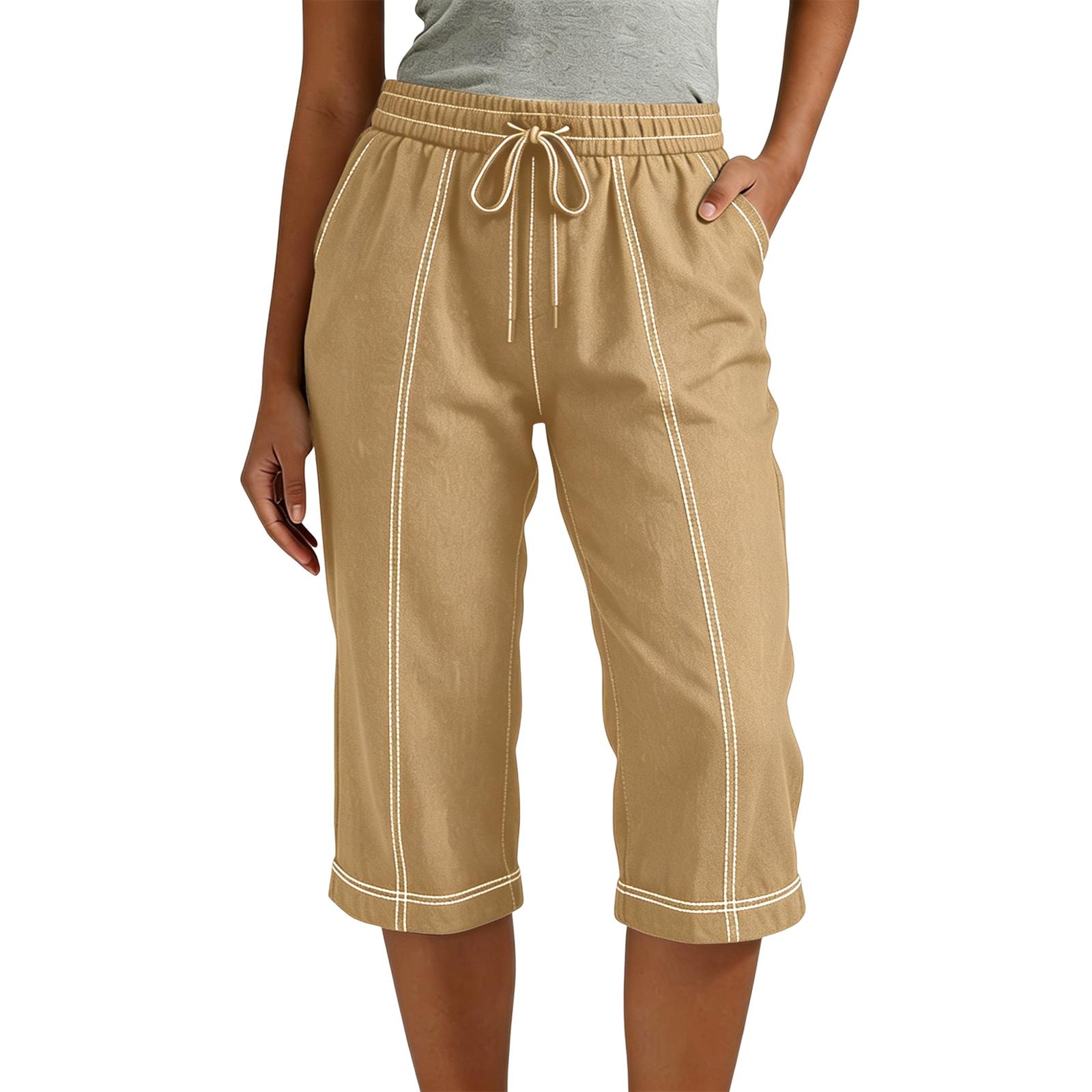 Women Drawstring Waist Capris Pants with Pockets Relaxed Fit Lightweight Cropped Trousers for Casual Wear M хакі
Women Drawstring Waist Capris Pants with Pockets Relaxed Fit Lightweight Cropped Trousers for Casual Wear M хакі