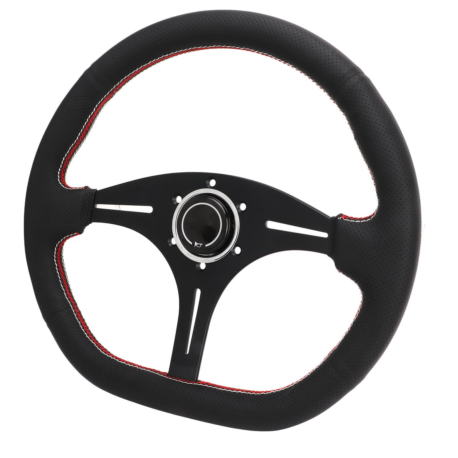 14-дюймовый руль из натуральной кожи, 6 отверстий, улучшенная управляемость, D-образный руль, универсальный для автомобилей
14-дюймовый руль из натуральной кожи, 6 отверстий, улучшенная управляемость, D-образный руль, универсальный для автомобилей