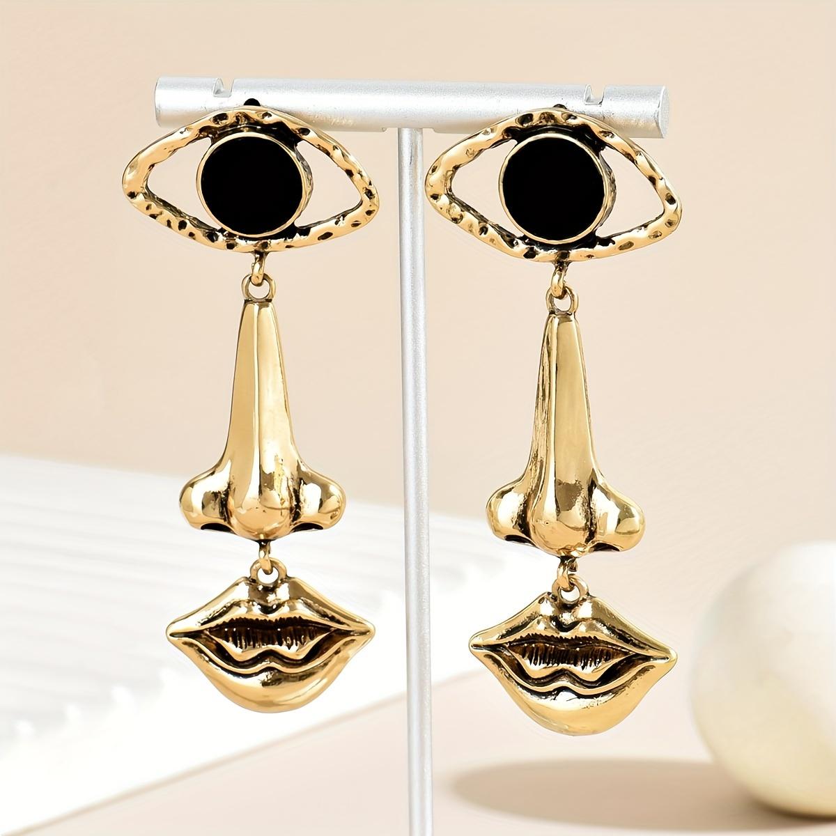 1pair Exquisite Long Retro Lips & Nose & Eye Design Earrings, Cool Abstract Earrings, Creative Gift
1pair Exquisite Long Retro Lips & Nose & Eye Design Earrings, Cool Abstract Earrings, Creative Gift