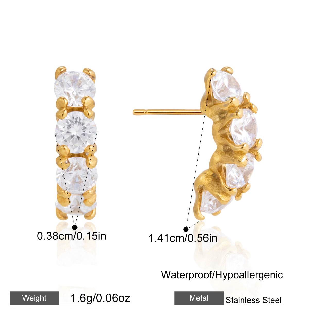 Stainless Steel Cubic Zirconia C-Shape Round Daily Hoop Earrings Stainless Steel Versatile Popular PVD Waterproof Jewelry
Stainless Steel Cubic Zirconia C-Shape Round Daily Hoop Earrings Stainless Steel Versatile Popular PVD Waterproof Jewelry