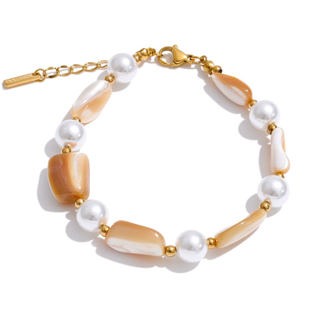Yhpup Fashion Handmade Jewelry Stainless Steel Resin Imitation Pearls Beads Chain Bracelet Bangle New Arrival Summer Accessories
Yhpup Fashion Handmade Jewelry Stainless Steel Resin Imitation Pearls Beads Chain Bracelet Bangle New Arrival Summer Accessories