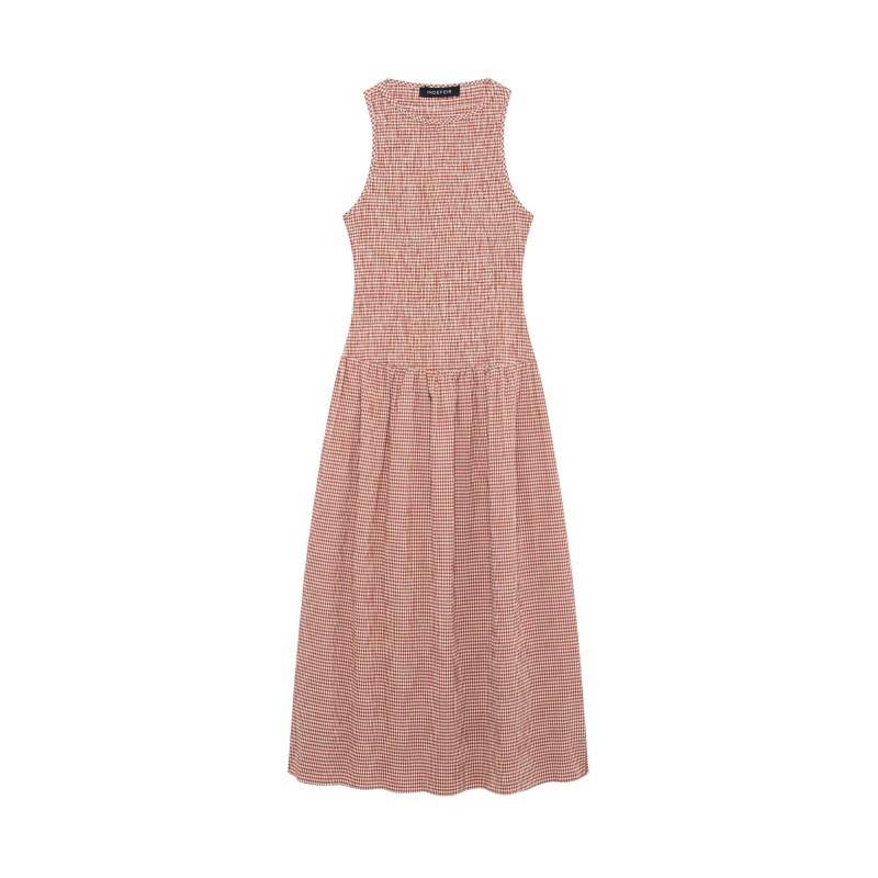 European American Women s Clothing Summer Round Collar Sleeveless Checked Long Dress S
European American Women s Clothing Summer Round Collar Sleeveless Checked Long Dress S