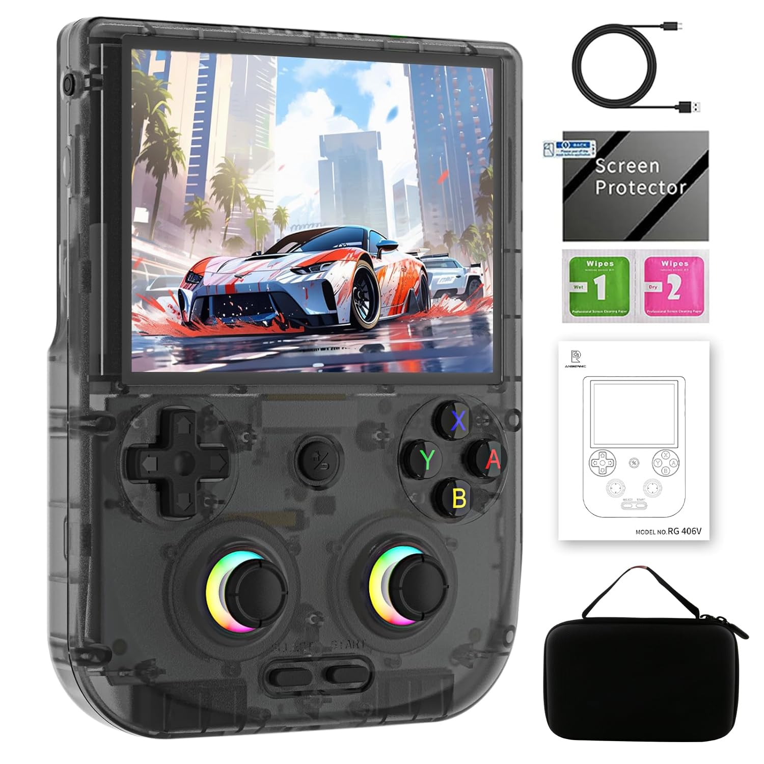 Anbernic RG406V Unisoc T820 Whatsko Портативна гра Android 13 16 мільйонів кольорів RGB підсвічування отвір 5500 мАг Чорна консоль, Система, 4-дюймовий сенсорний екран,
Anbernic RG406V Unisoc T820 Whatsko Портативна гра Android 13 16 мільйонів кольорів RGB підсвічування отвір 5500 мАг Чорна консоль, Система, 4-дюймовий сенсорний екран,